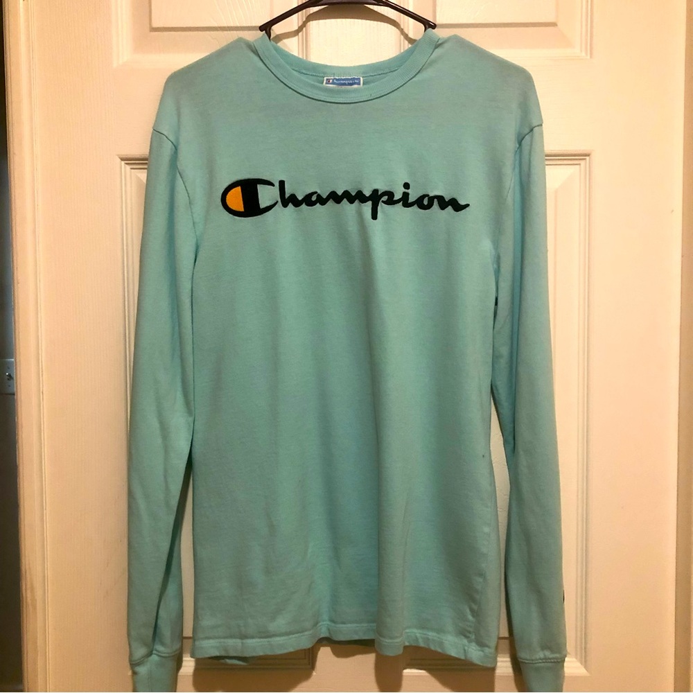 Champion Bright Blue Logo Longsleeve
